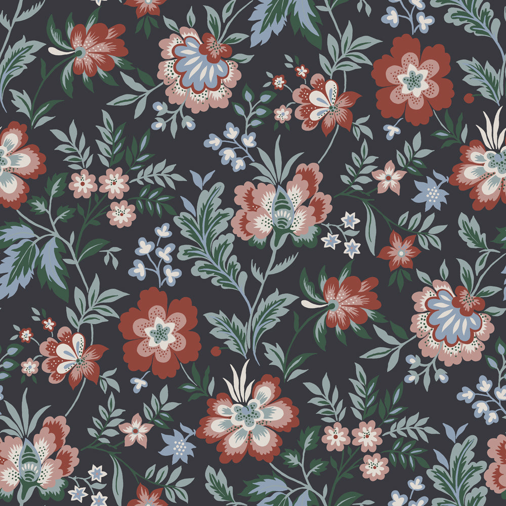 28004 - Mirabelle Wallpaper - Dark Blue - Midbec
