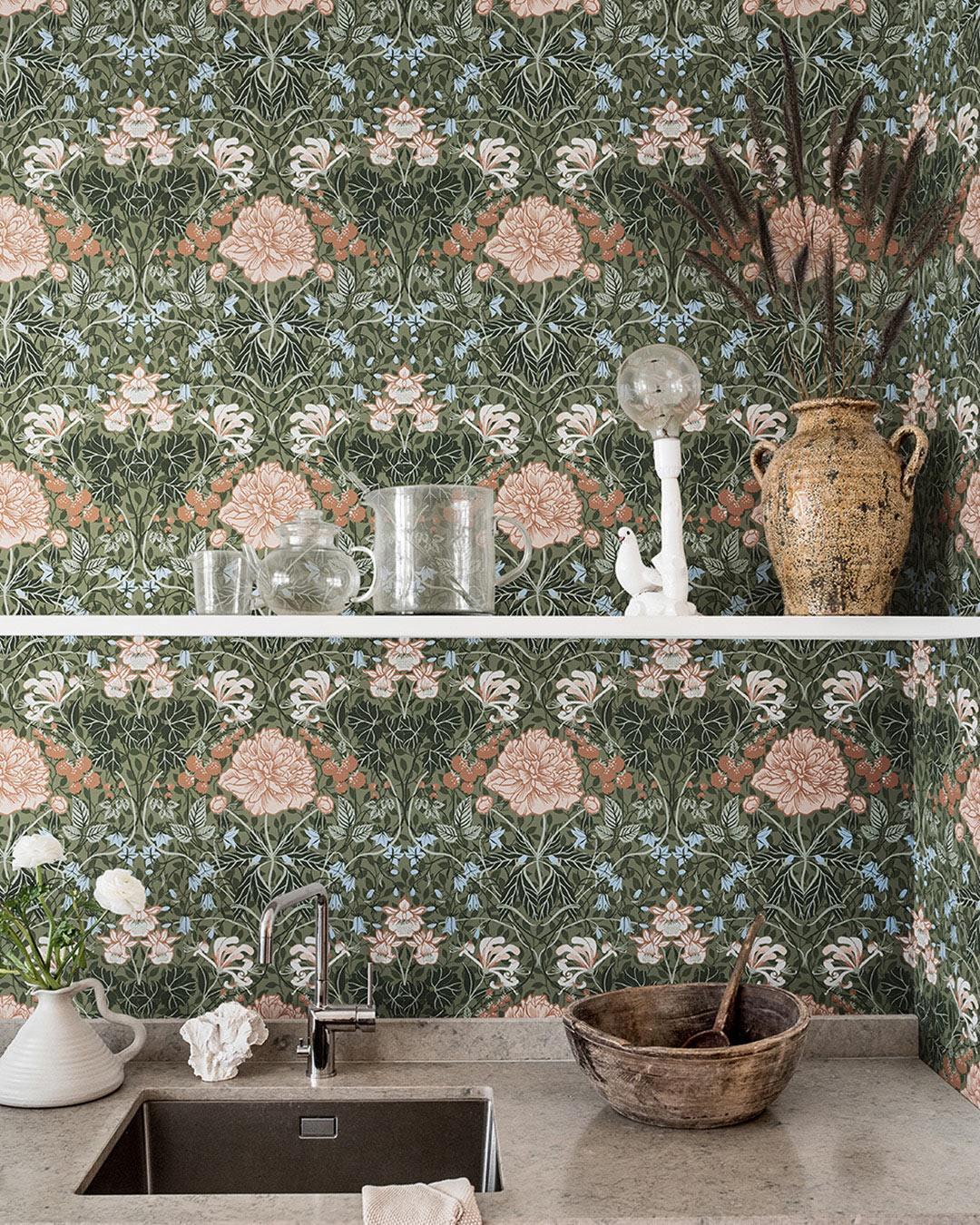 28019 - Sarah Wallpaper - Green - Midbec