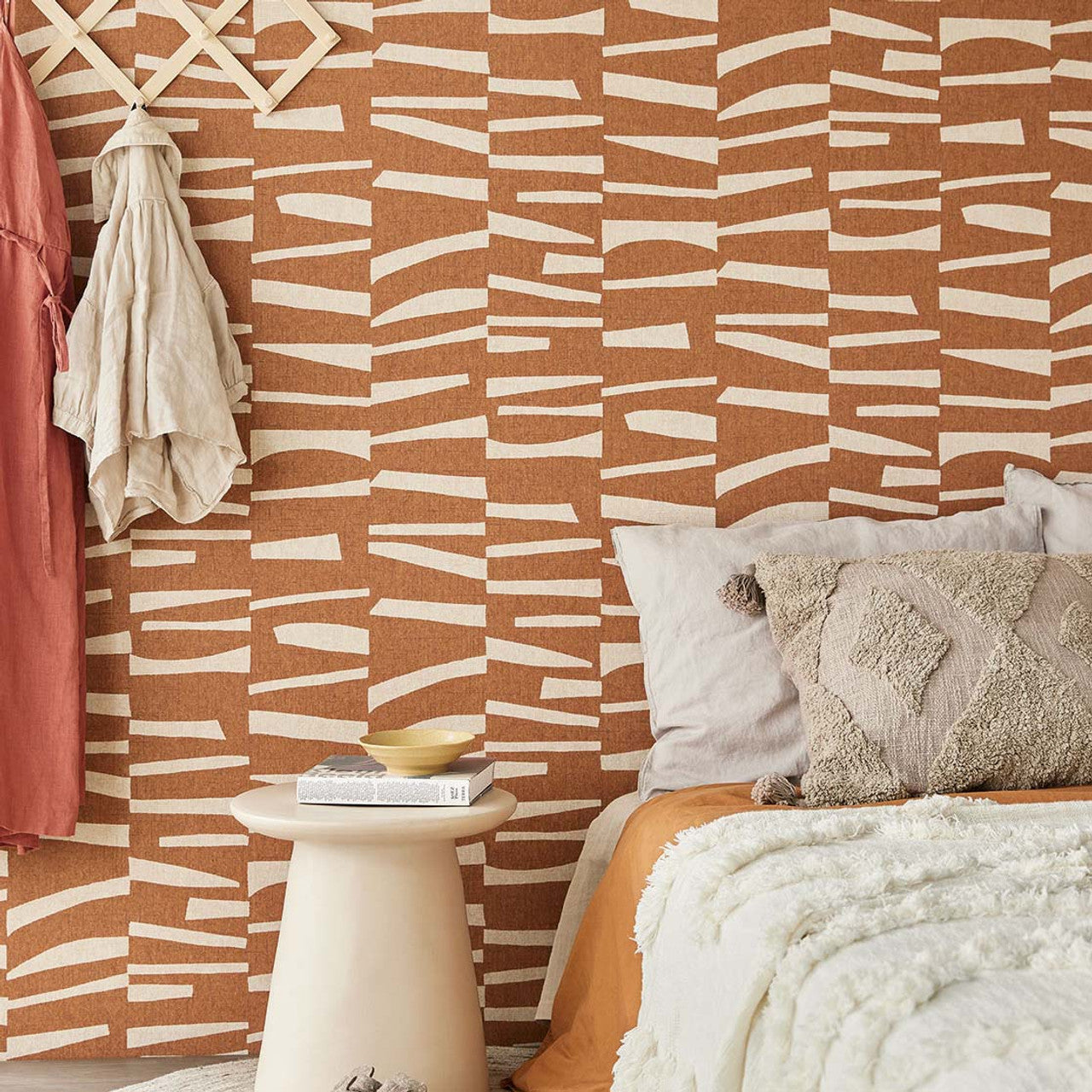 318026 - Organic Stack Twist Wallpaper - Terracotta - Eijffinger