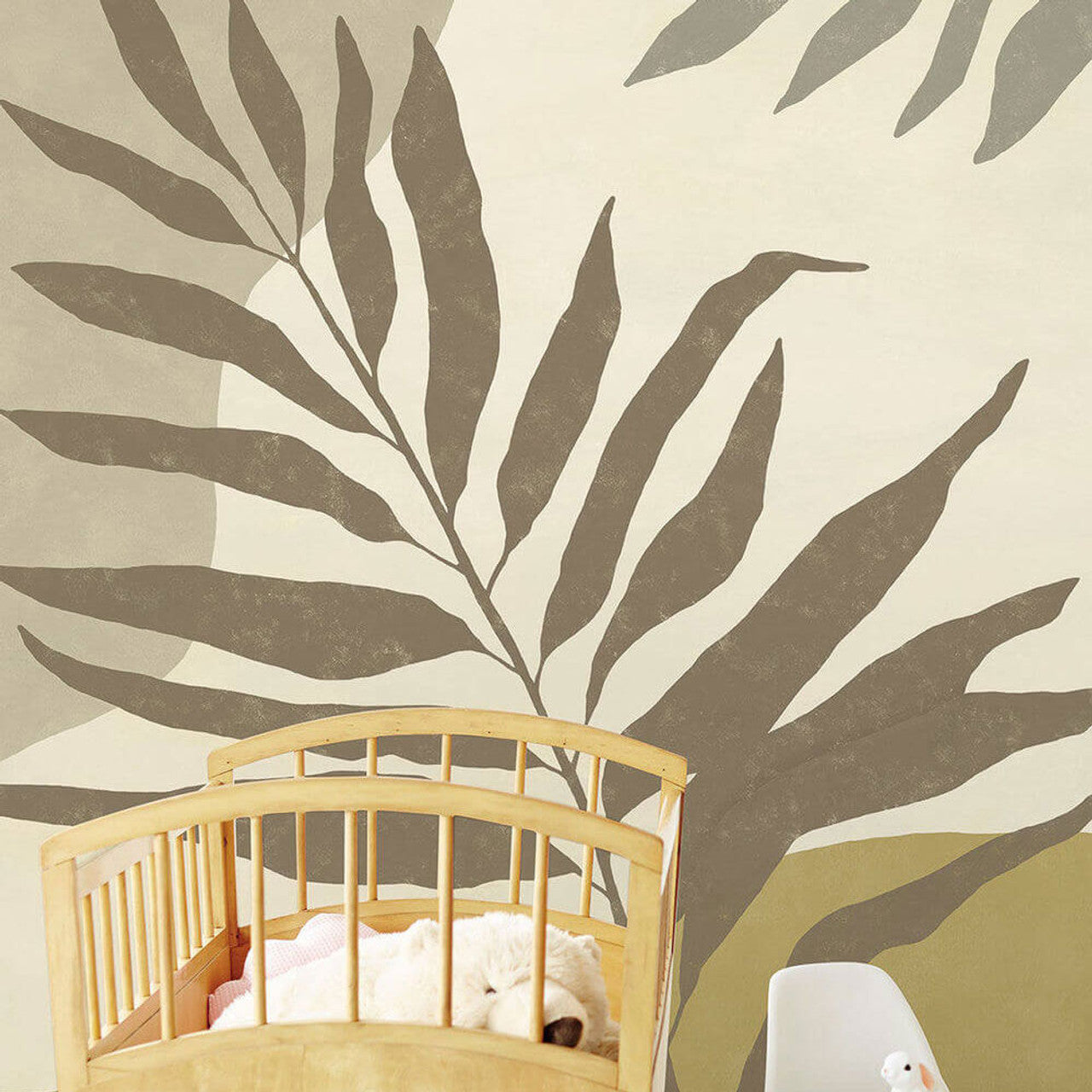 318074 - Collage Leaf Twist Mural Wallpaper - Olive - Eijffinger
