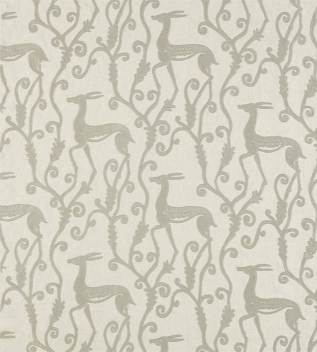 Deco Deer Fabric - White - Zoffany