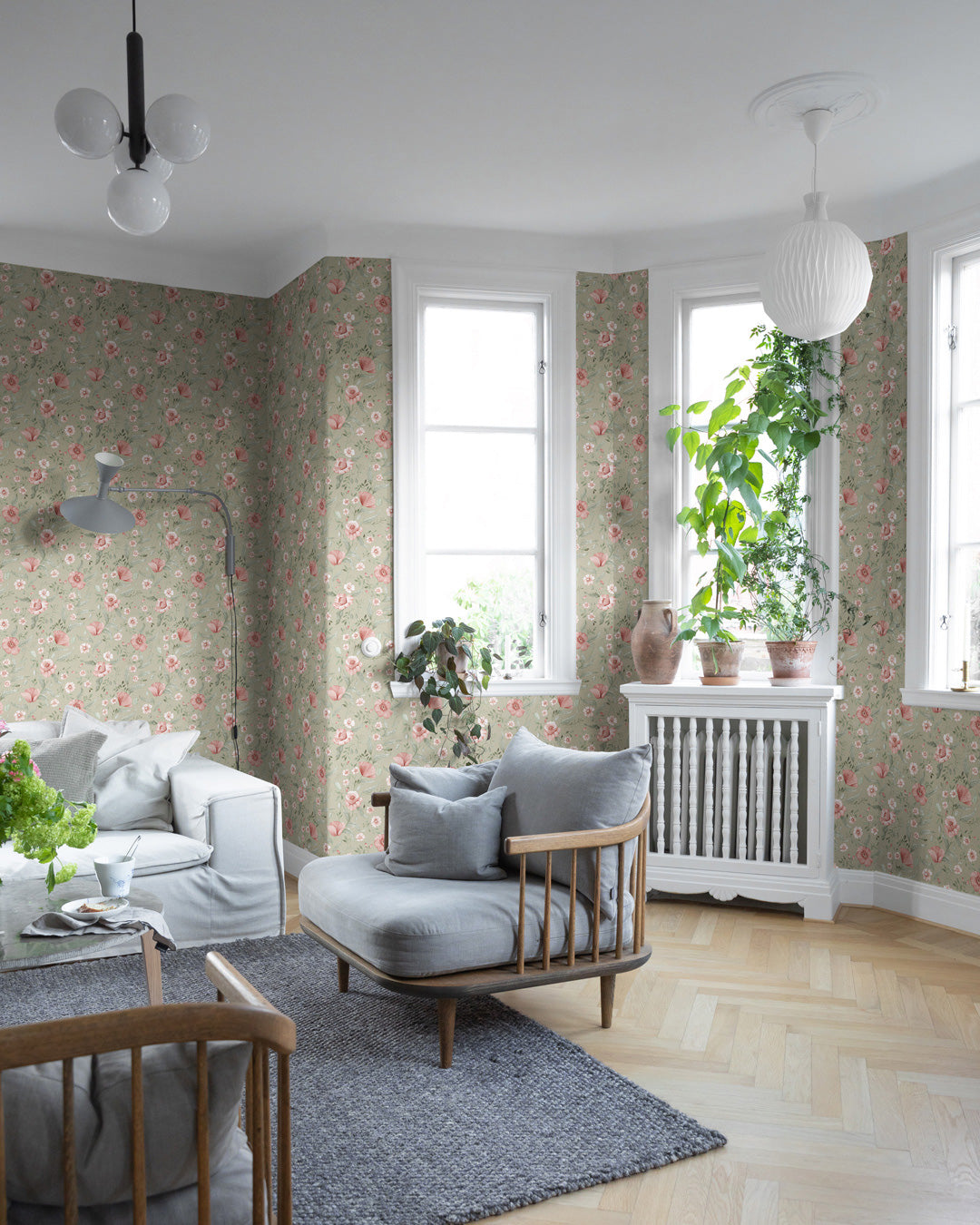 43119 - Tradgardsblommor Wallpaper - Green - Midbec