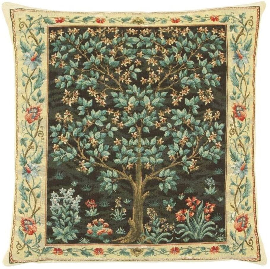 Tree of Life Dark Tapestry Cushion with Feather Filler