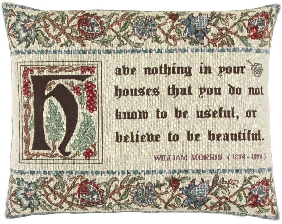 Morris Quote Tapestry Cushion with Feather Filler