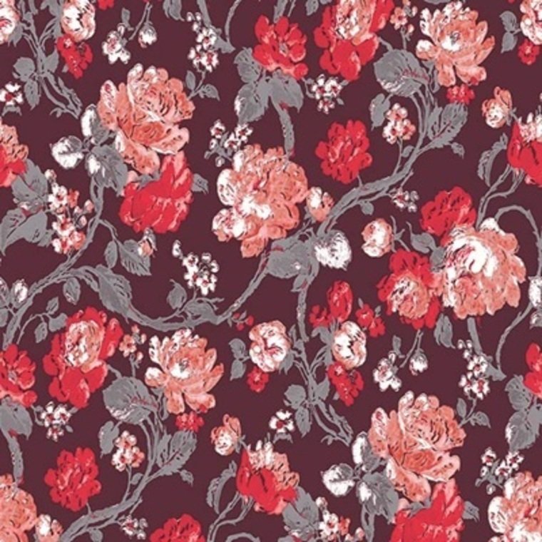 600209 - Impressionism Heritage Wallpaper - Burgundy - K & K