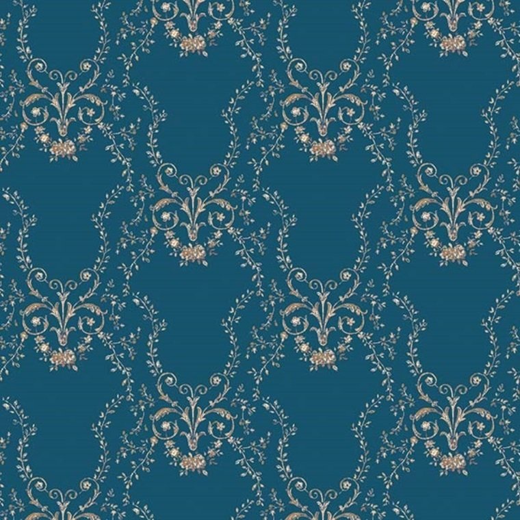 600933 - Belle Epoque Heritage Wallpaper - Blue Turquoise - K & K