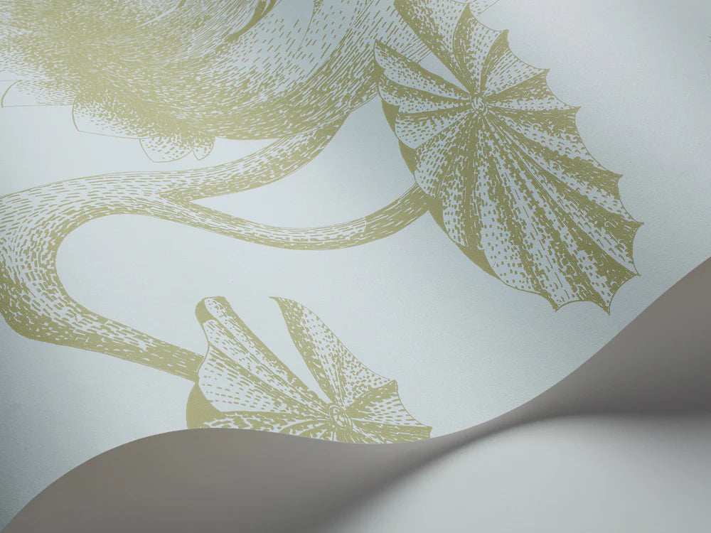 Lily Wallpaper - Olive Green on Seafoam - 69/3112