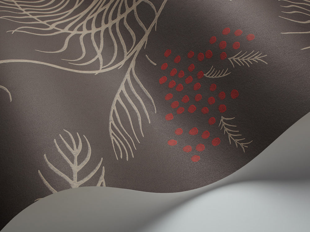 Mimosa Wallpaper - Rouge & Linen on Soot - 69/8129