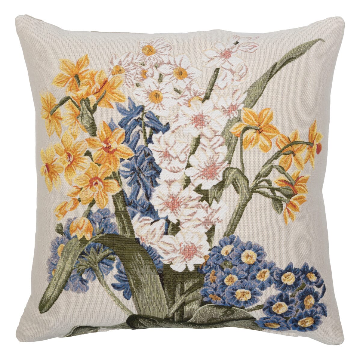 Primroses & Narcissus Tapestry Cushion with Feather Filler