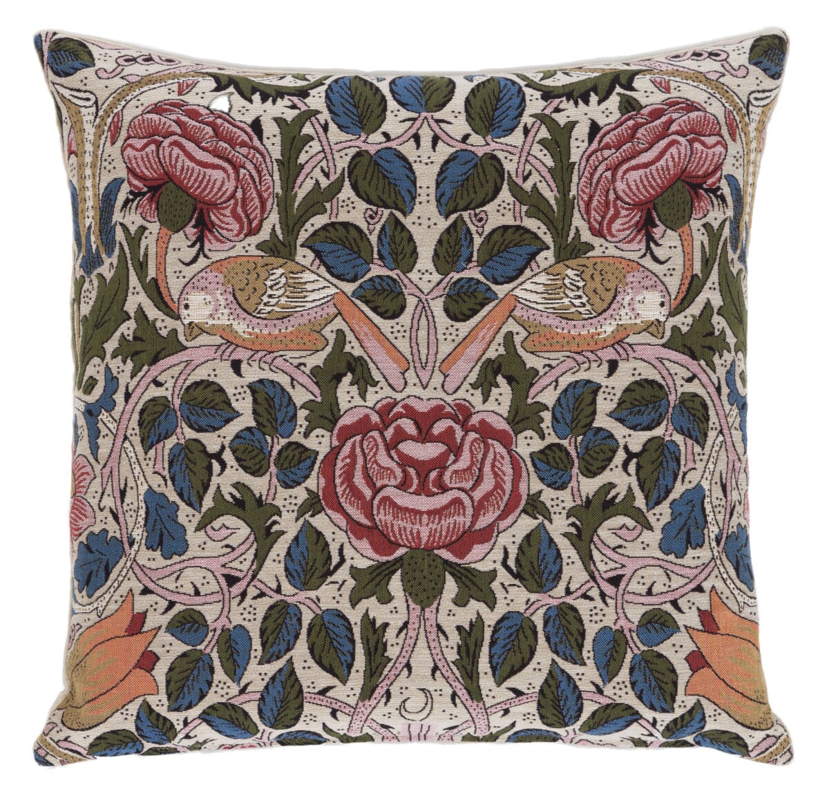 Bird & Rose Tapestry Cushion with Feather Filler