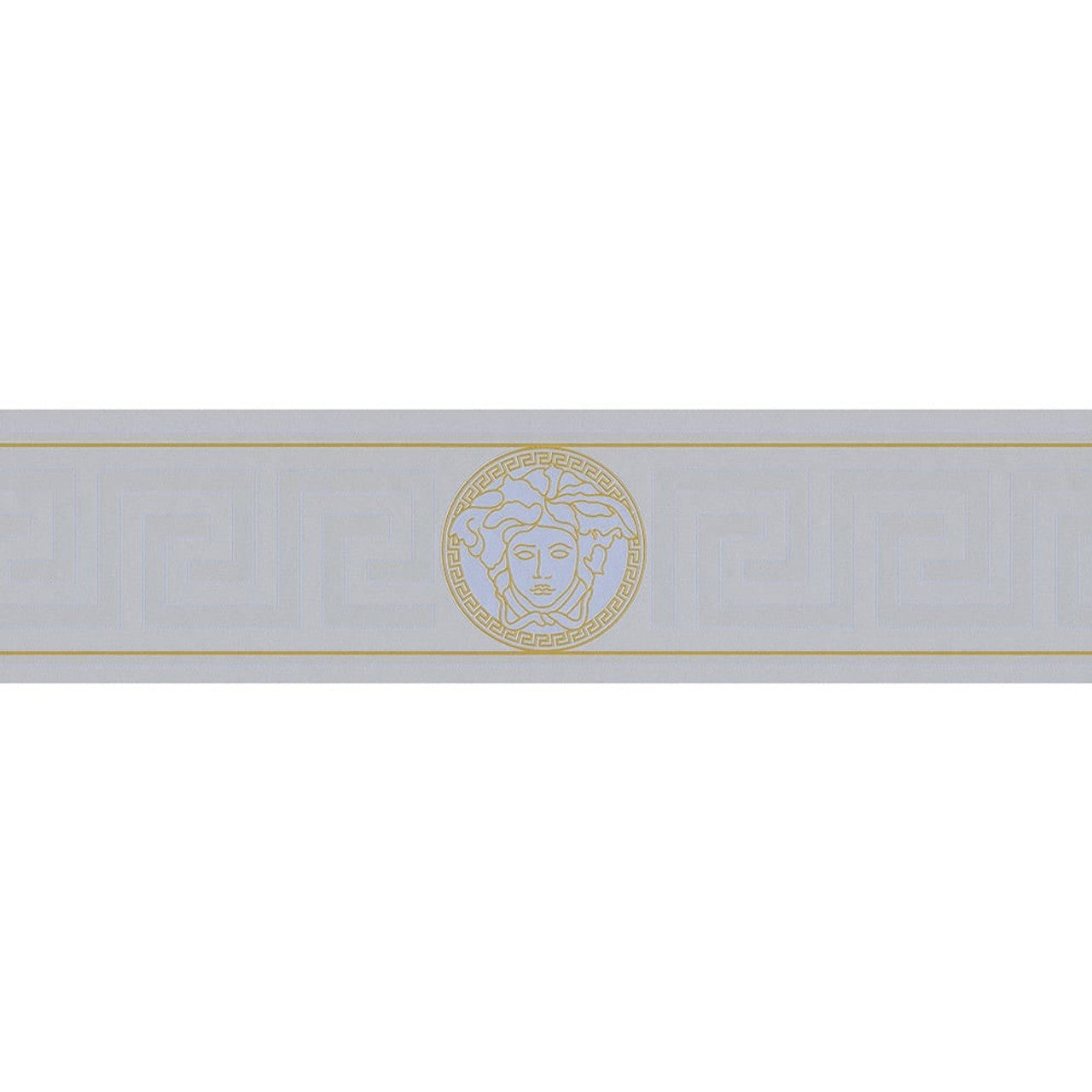 Greek Key Wallpaper Border - Silver and Gold - Versace