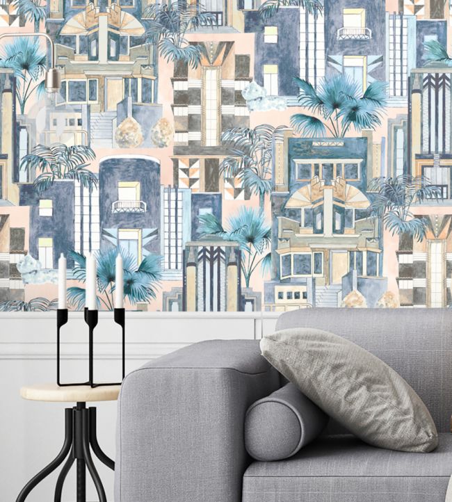BMHD002-02C - Downtown Deco Wallpaper - Pastel Blue - Brand McKenzie