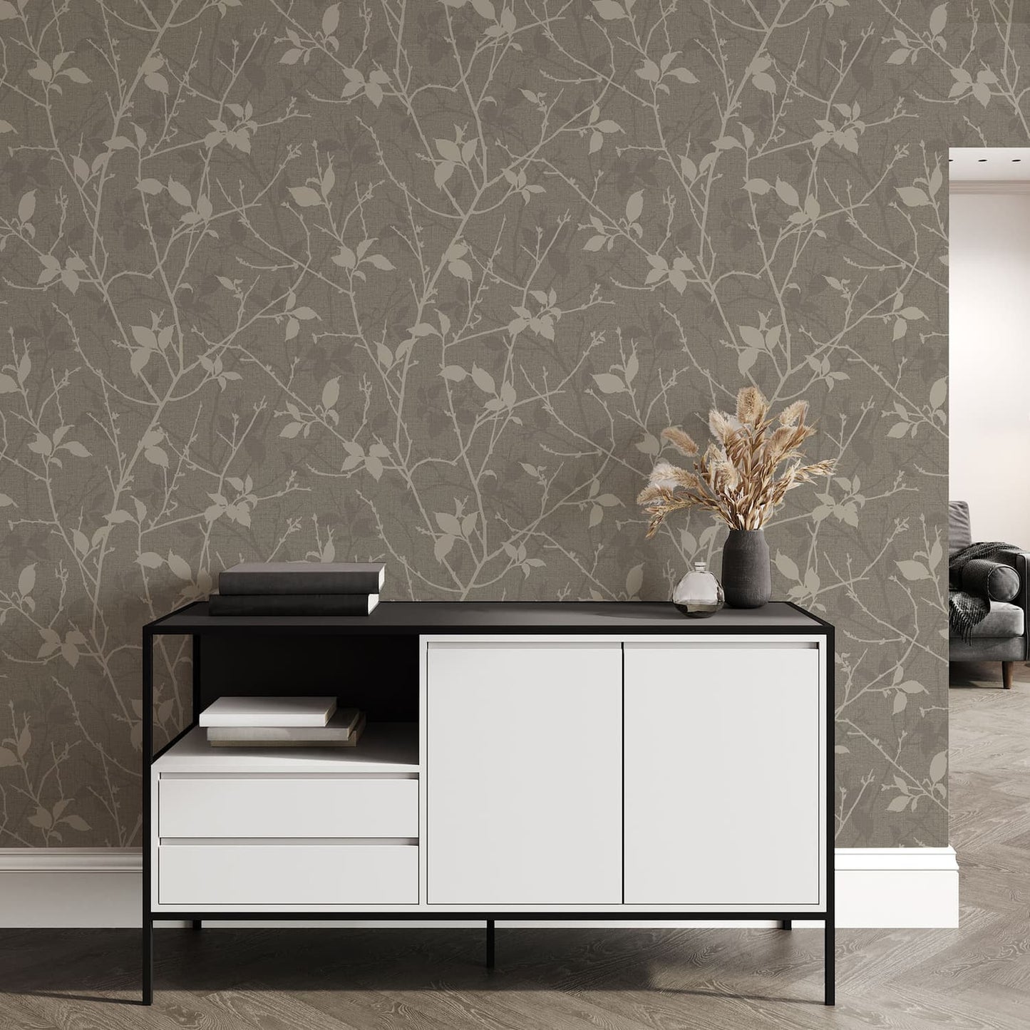 Belle Wallpaper - Taupe & Gold - Boutique Luxury