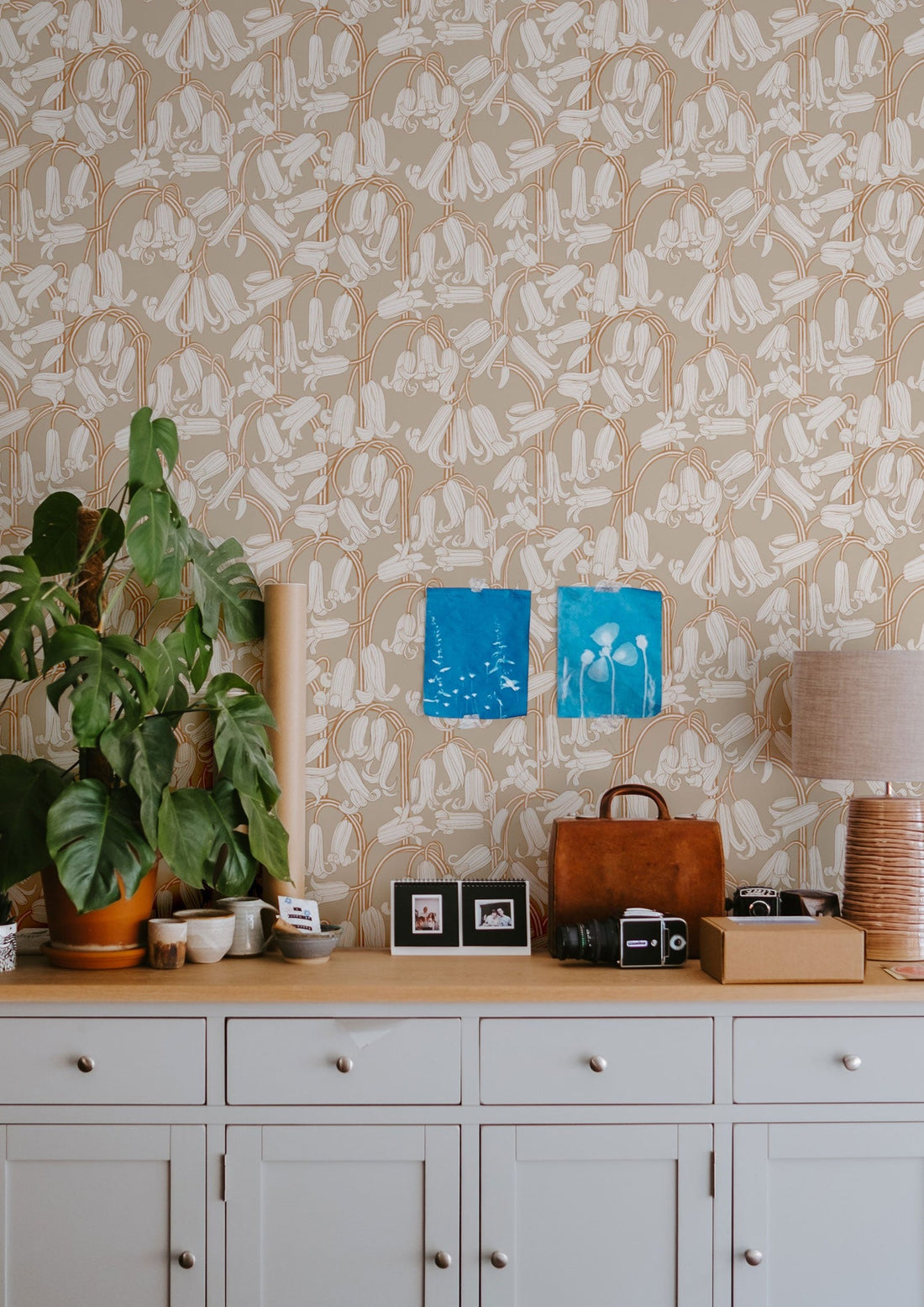 Bluebells Wallpaper - Brown - Summer Gray