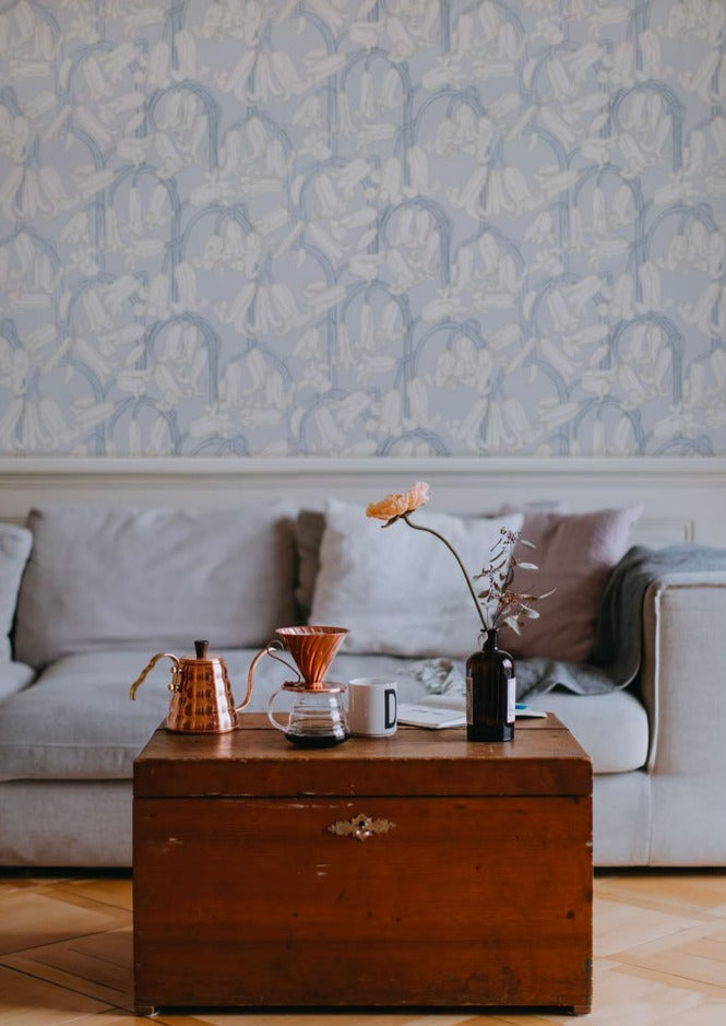 Bluebells Wallpaper - Grey - Summer Gray