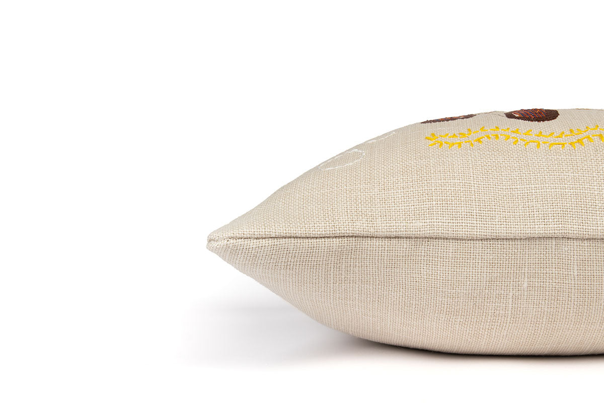 A Pair of Alice Kettle Brown Flower Side Cushions