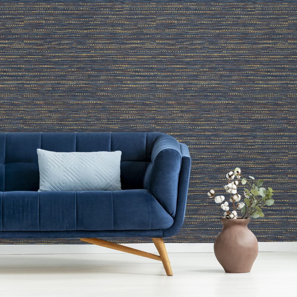 Chunky Horizontal Weave Wallpaper - Indigo - Boutique Luxury