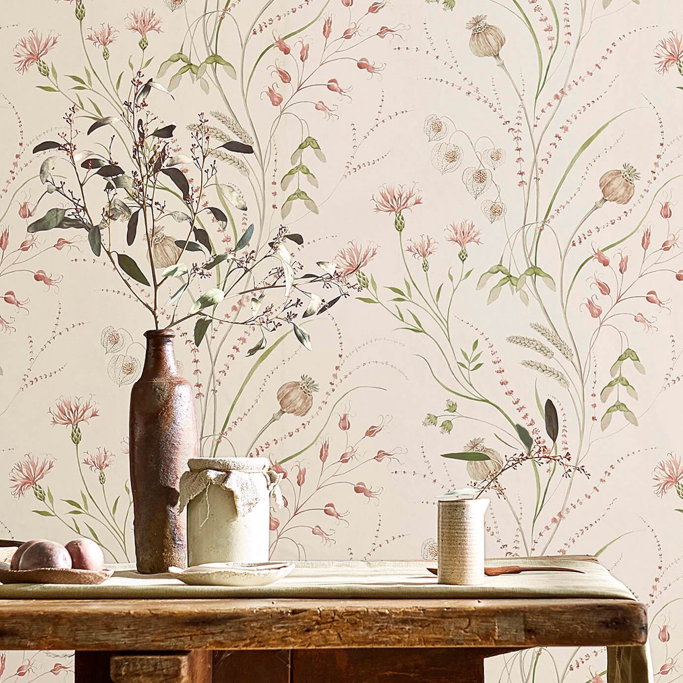 Summer Harvest Wallpaper - Claret/Olive - DEBB216495