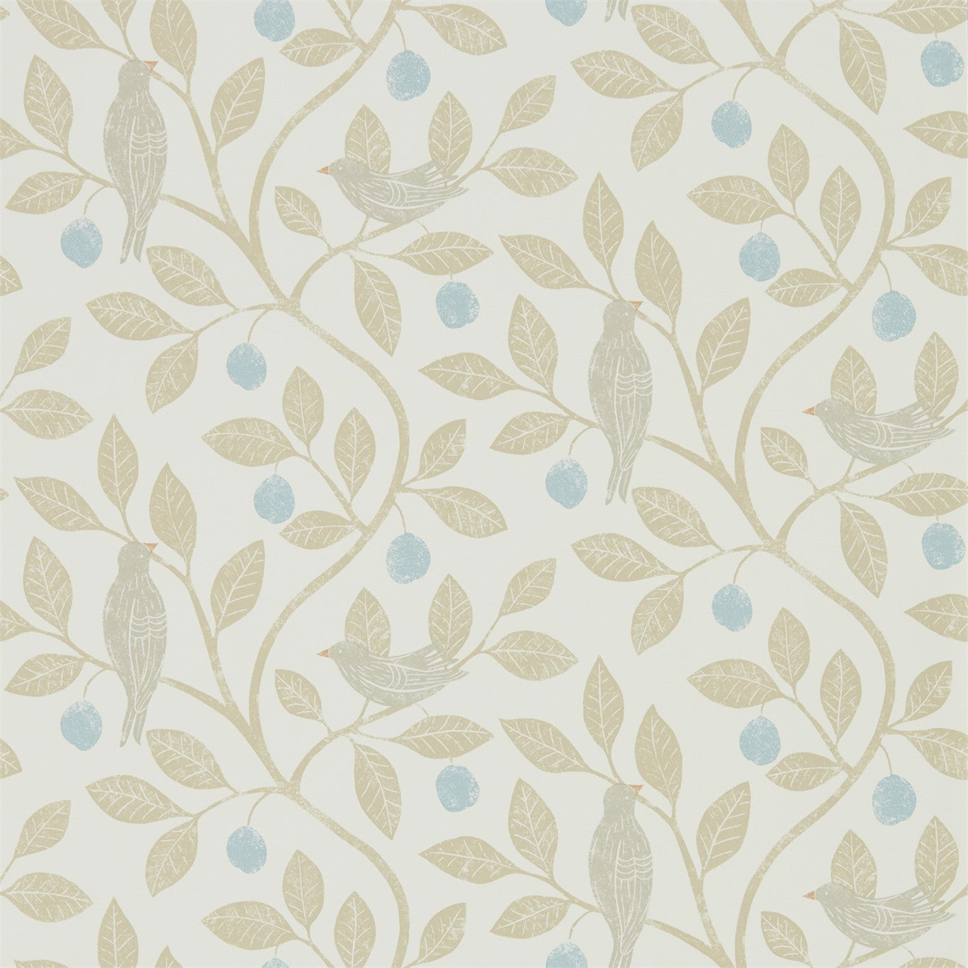 Damson Tree Wallpaper - Denim/Barley - DHPO216364