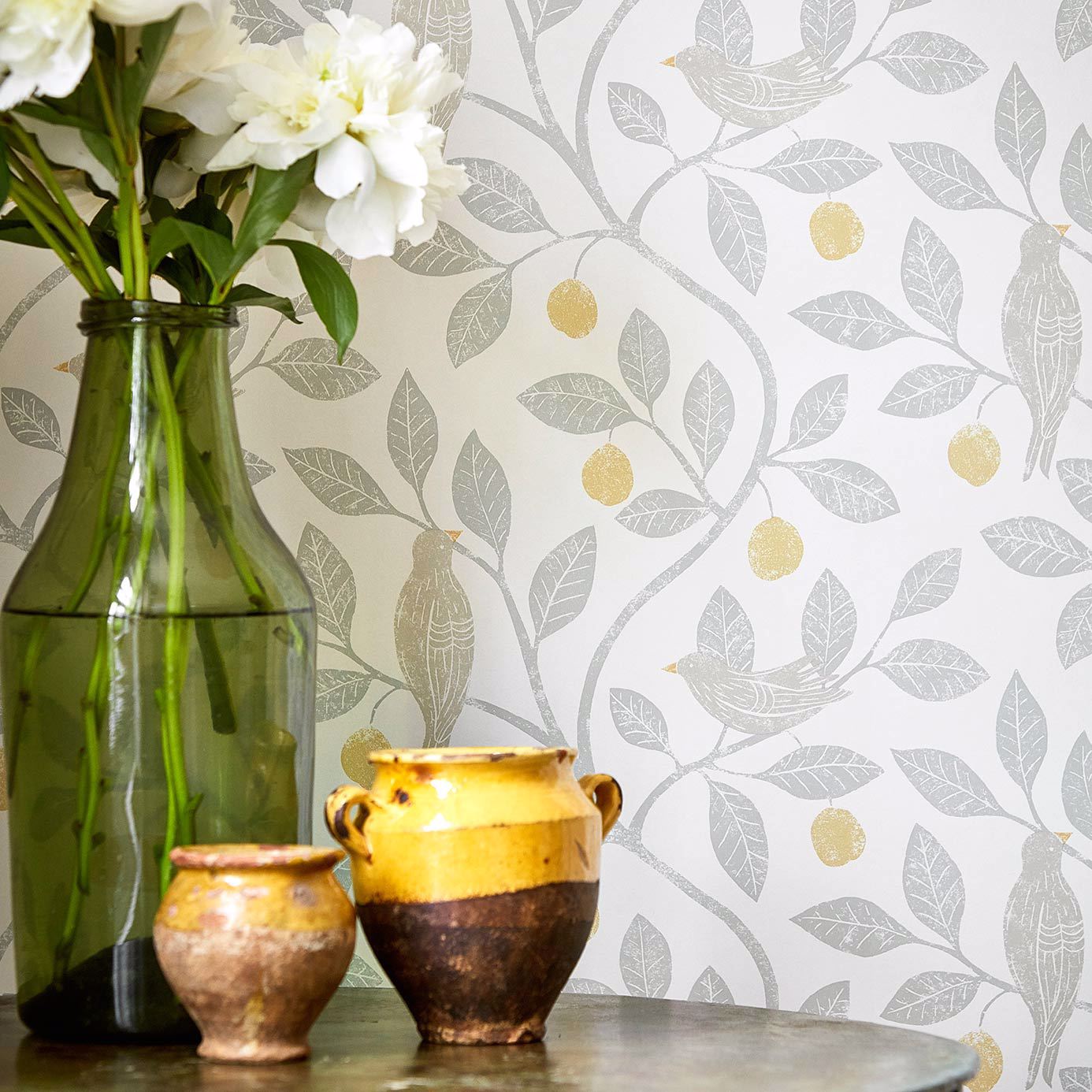 Damson Tree Wallpaper - Linen/Honey - DHPO216366