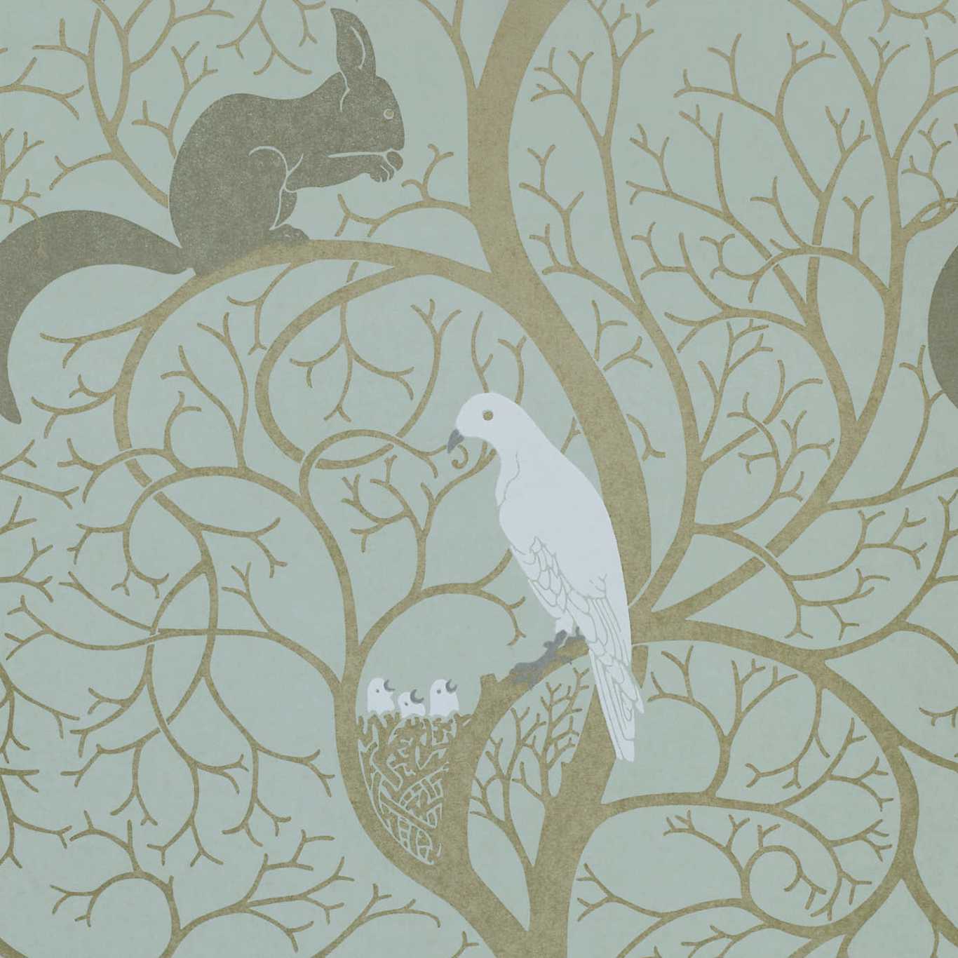 Squirrel & Dove Wallpaper - Eggshell/Ivory - DVIWSQ103