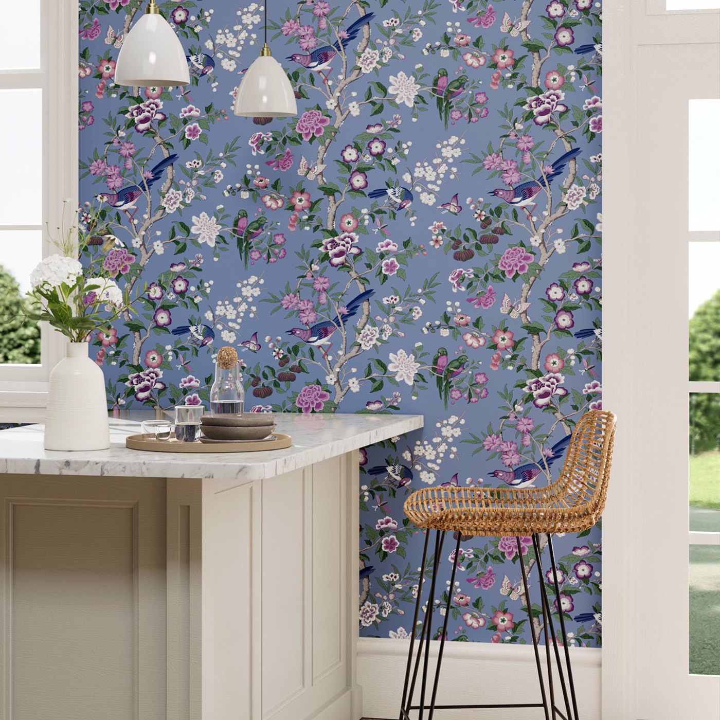 Chinoiserie Hall Wallpaper - Blueberry/Purple - DWAW217111