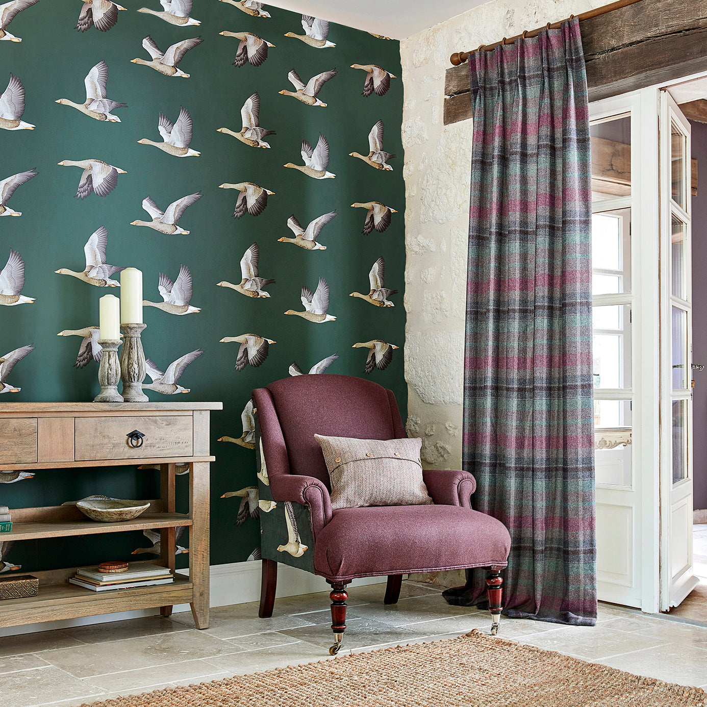 Elysian Geese Wallpaper - Blue Clay - DYSI216610
