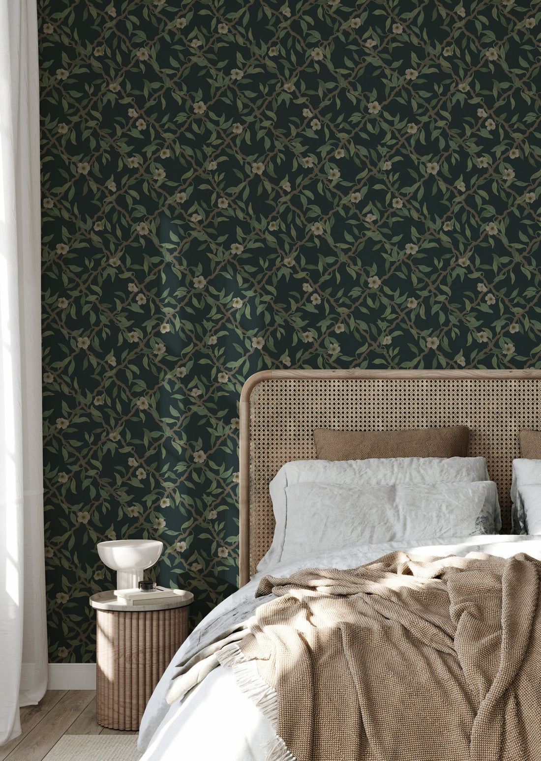 Espalier Wallpaper - Midnight blue - Summer Gray