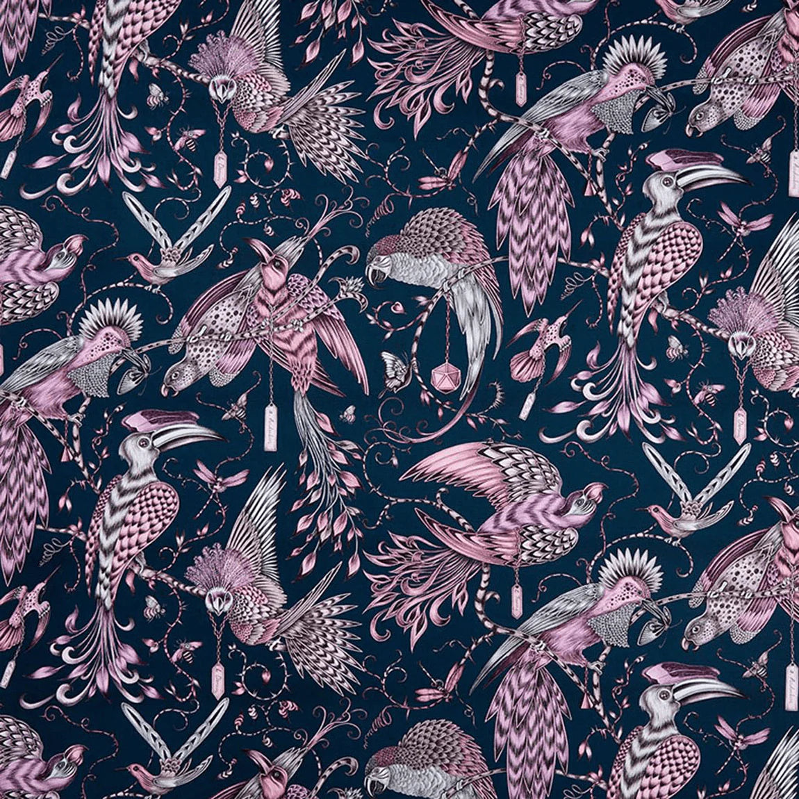 Audubon Cotton Satin Fabric - Purple - Emma J Shipley