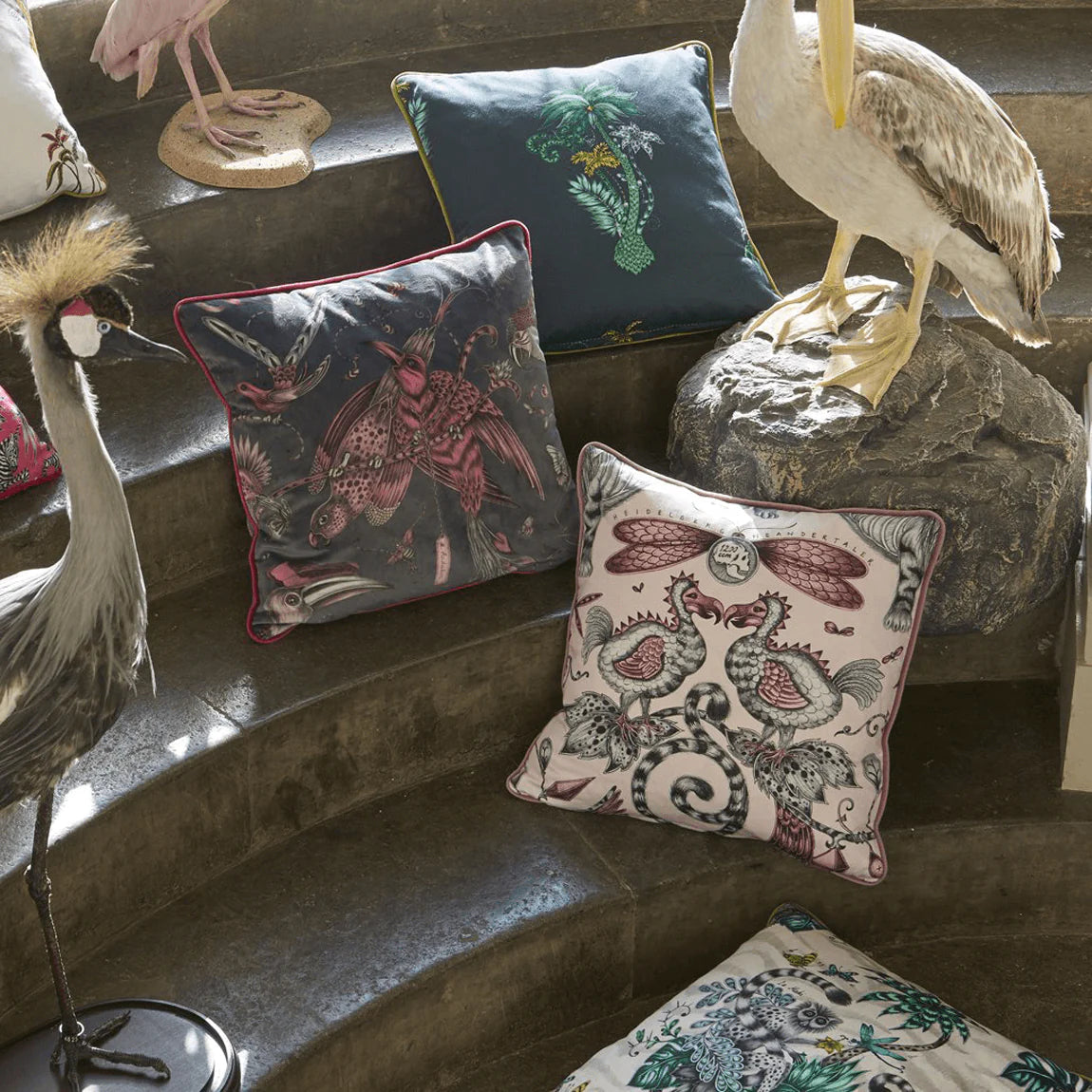 Extinct Cotton Satin Fabric - Gray - Emma J Shipley