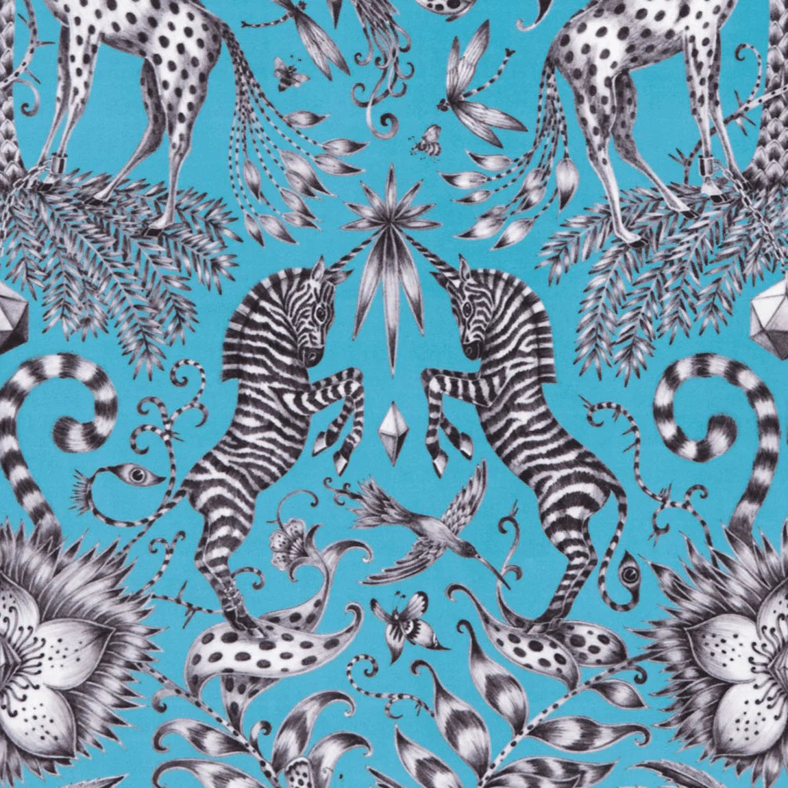 Kruger Velvet Fabric - Teal - Emma J Shipley