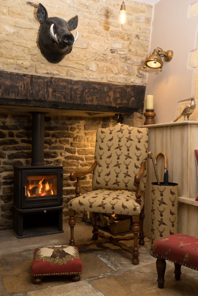 Stag Red Tapestry Room Footstool