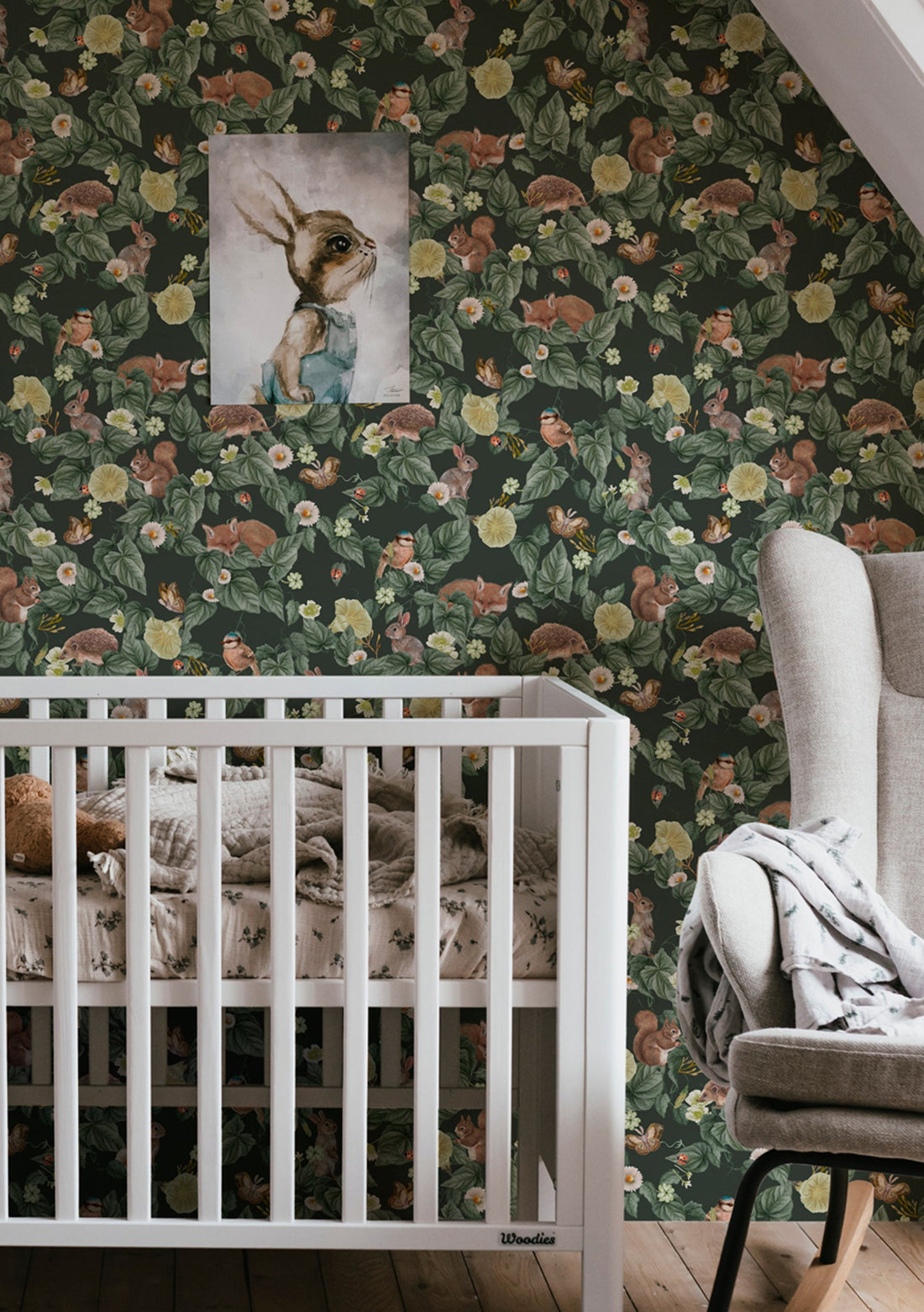 Forest Lullaby Nursery Wallpaper - Pine - Summer Gray