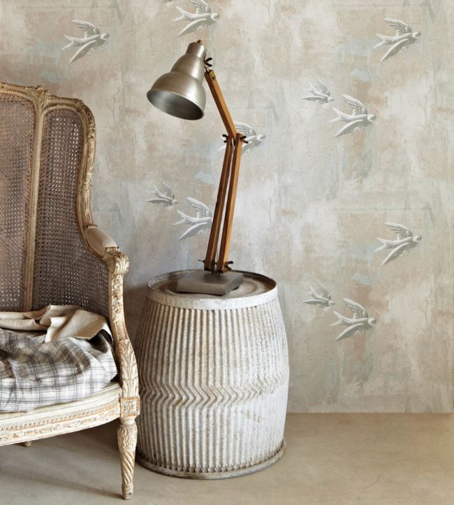 Fresco Birds Wallpaper - Natural - BG0700 - 101 - Barneby Gates