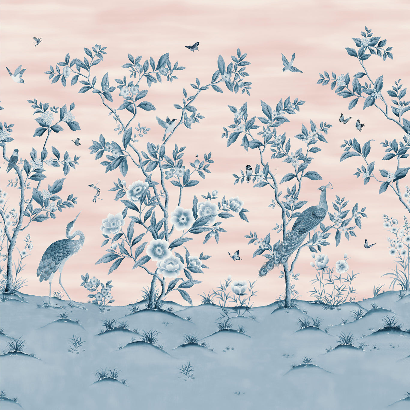 Florence Wallpaper - Powder/ China Blue - HDHW112890