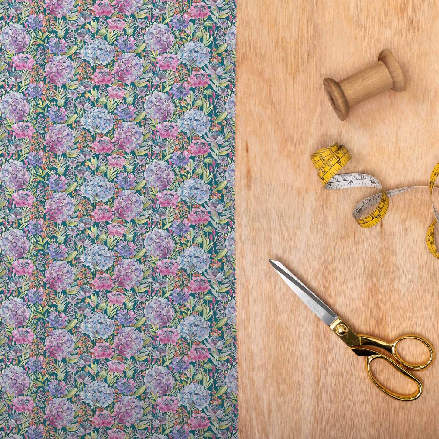 Hydrangea Teal Lomond Pima Lawn Cotton - Dress Fabric