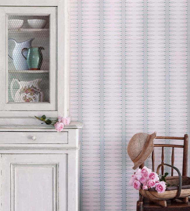 Indian Stripe Wallpaper - Pink / Teal - BG2200202 - Barneby Gates