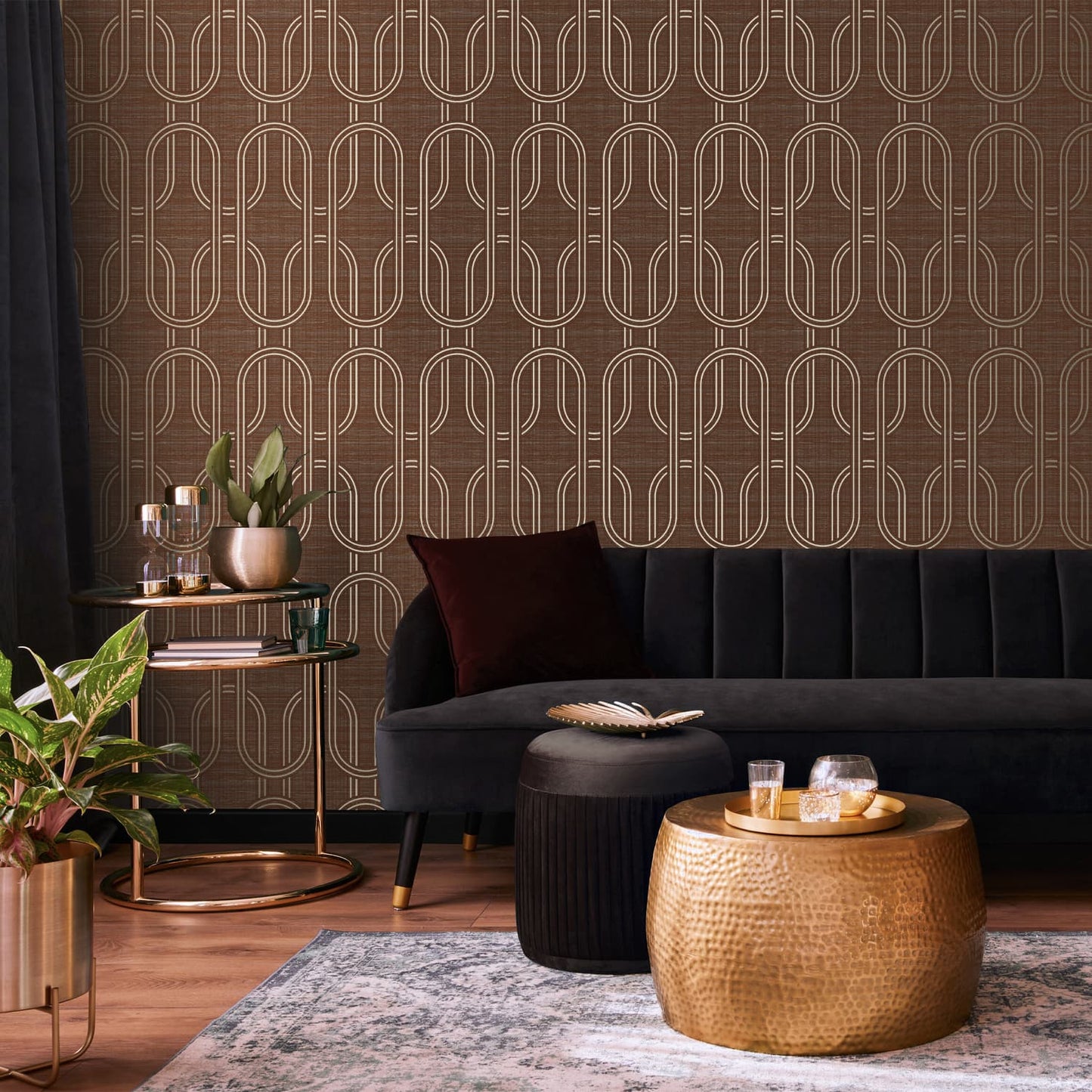 Indulgent Geo Wallpaper - Ruby - Boutique Luxury