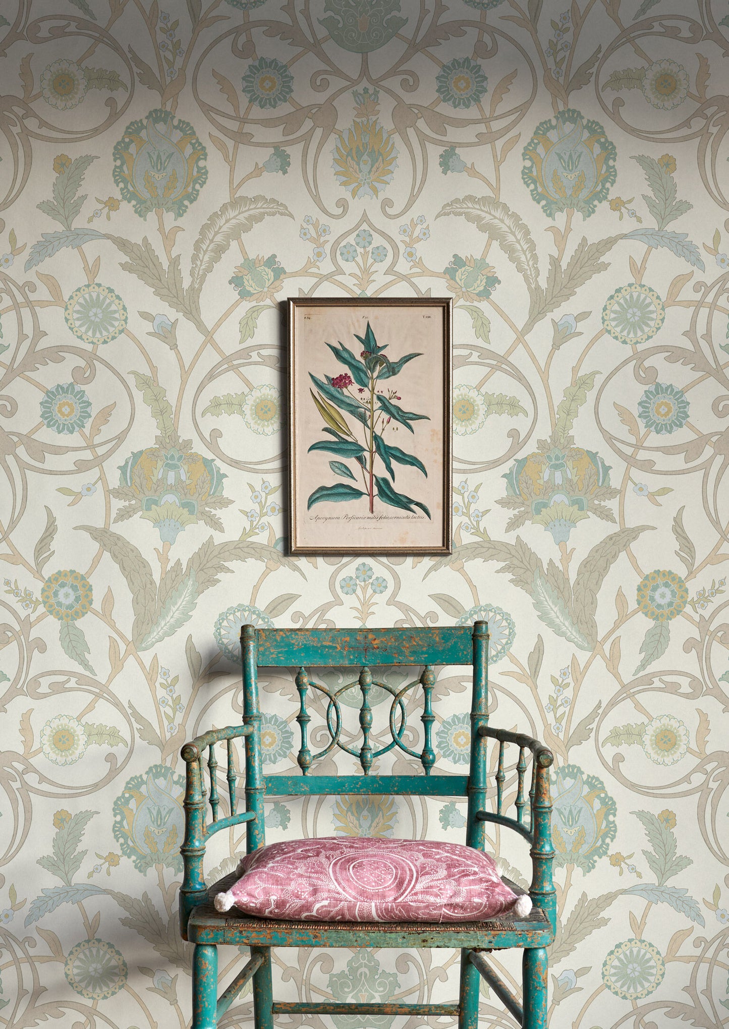 Ipek Damask Wallpaper - Ceramic - Lewis & Wood