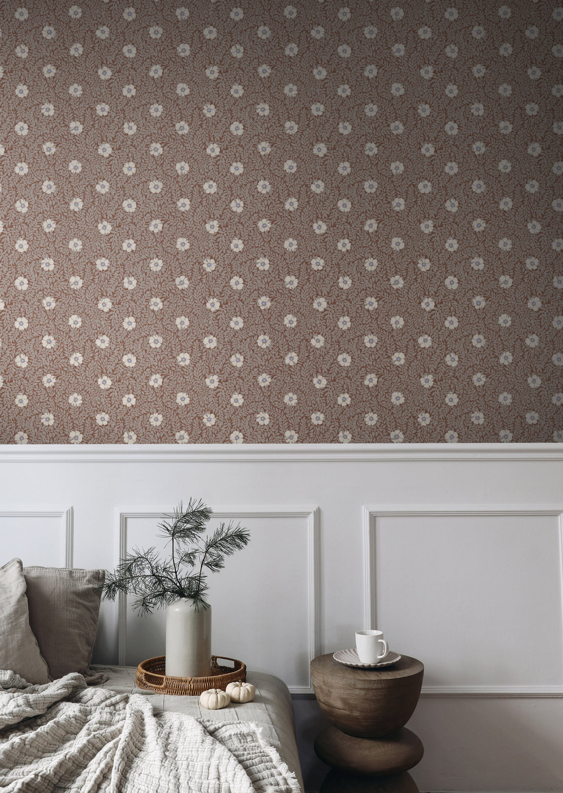 Kicki Wallpaper - Terracota - Summer Gray