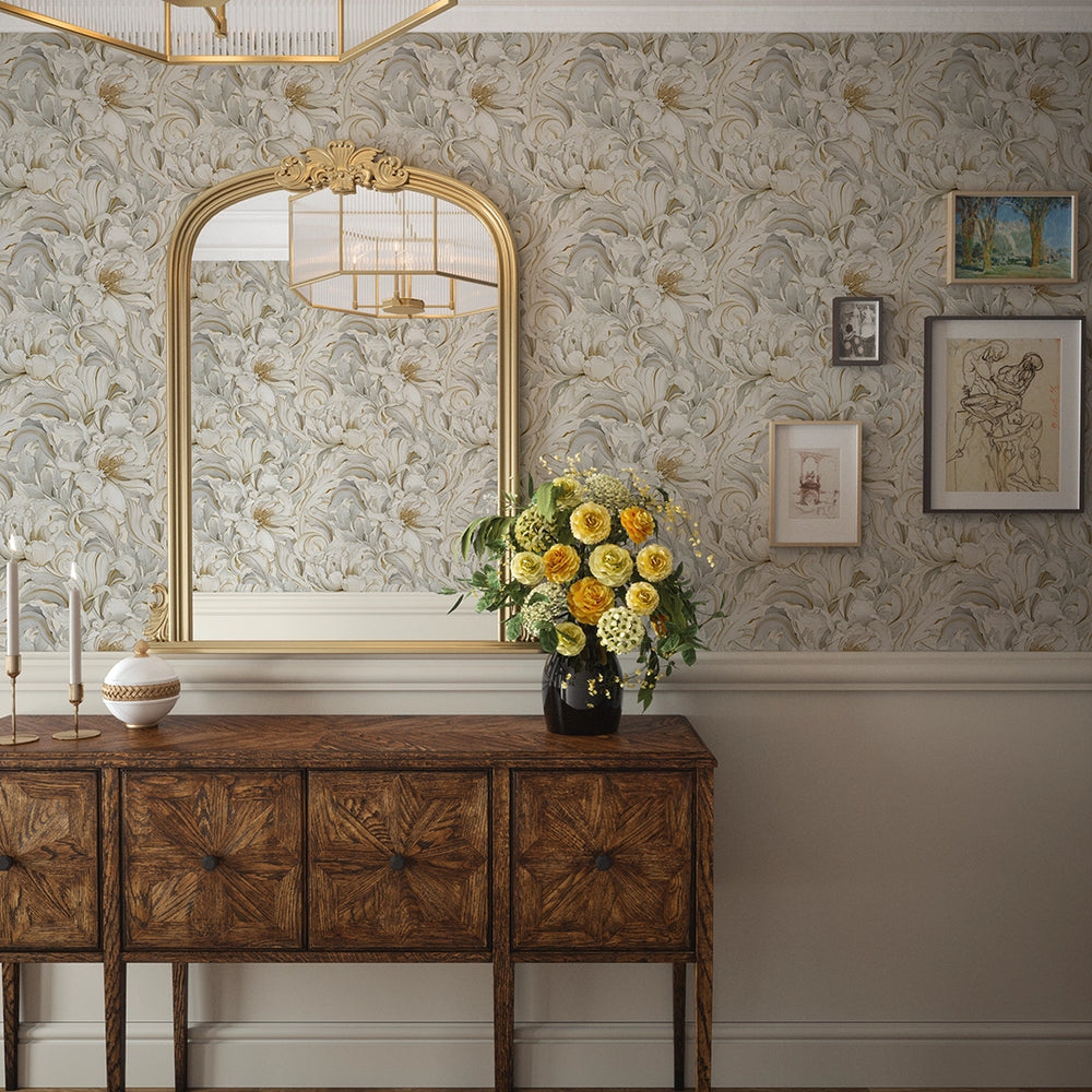 LAN100333 - Lily of the Manor Wallpaper - Vintage Cream - Lucie Annabel