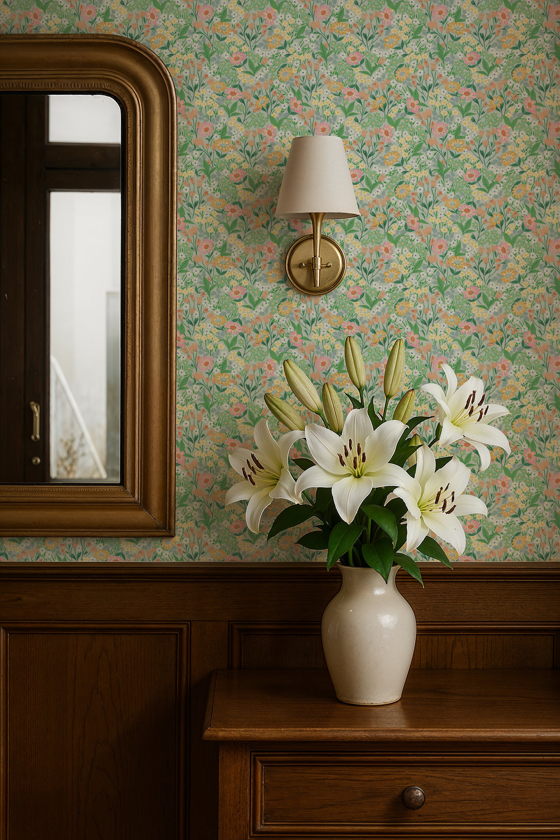 Lola, Petit Wallpaper - Turquoise - Summer Gray