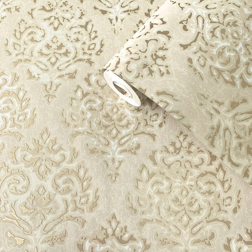 Lustre Modern Damask Wallpaper