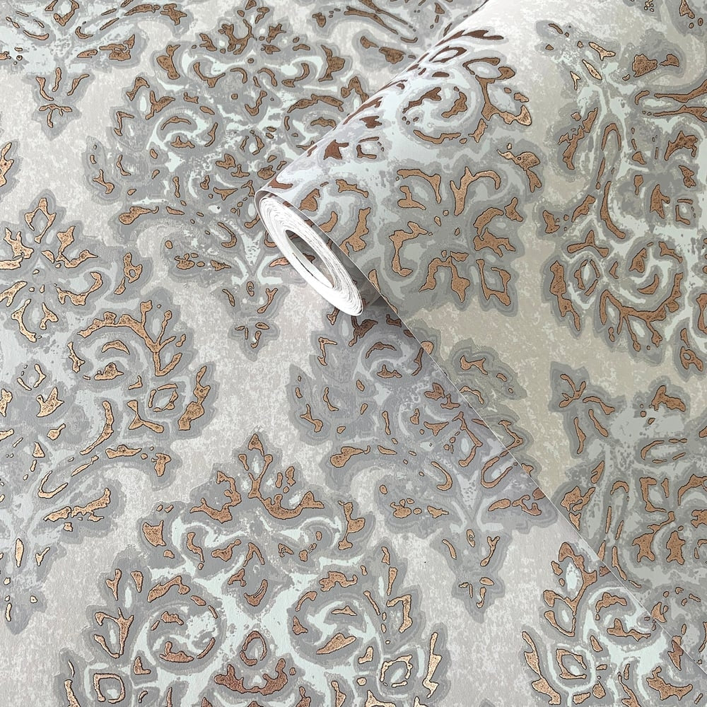 Lustre Modern Damask Wallpaper