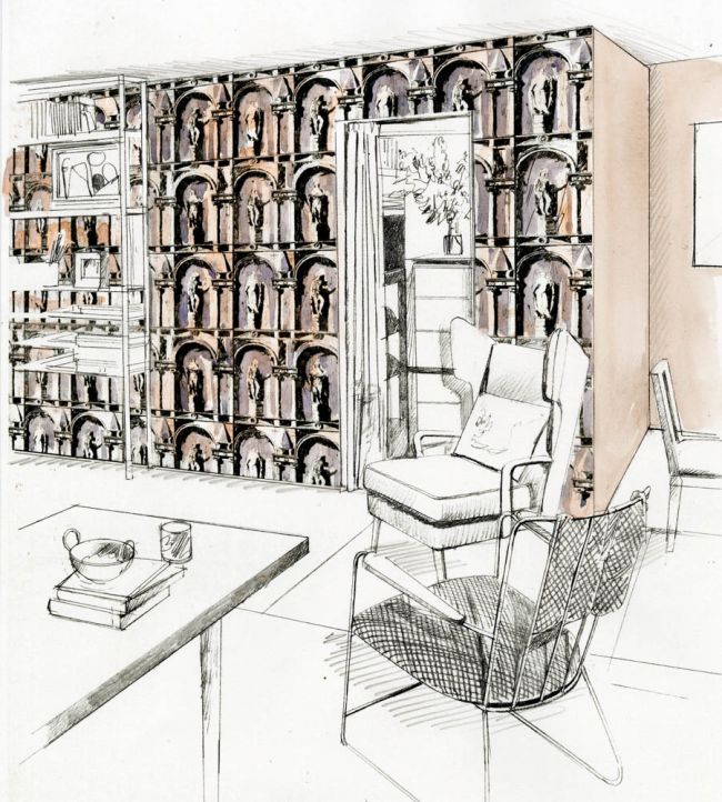 Montacute Wallpaper - City Grey/Bone Black - ZPLW312967 - Zoffany