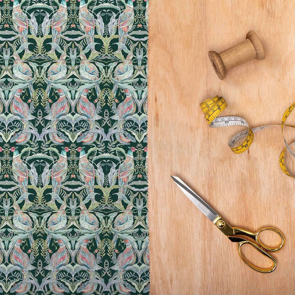 Netherton Pomegranate Emerald Lomond Pima Lawn Cotton - Dress Fabric