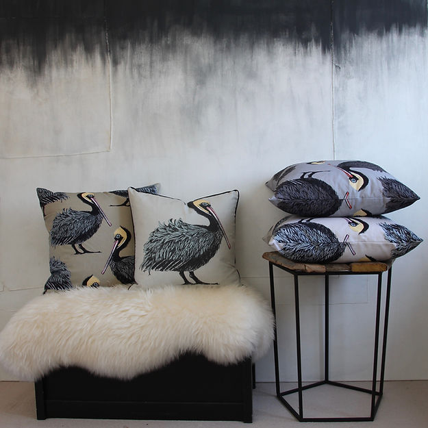 Pelicans Cushion - Gray - Petronella Hall