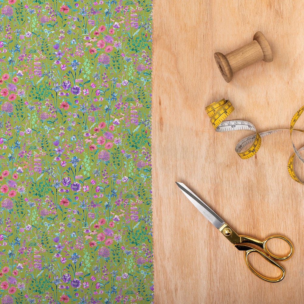 Prado De Flores Parma Violet Lime Lomond Pima Lawn Cotton - Dress Fabric