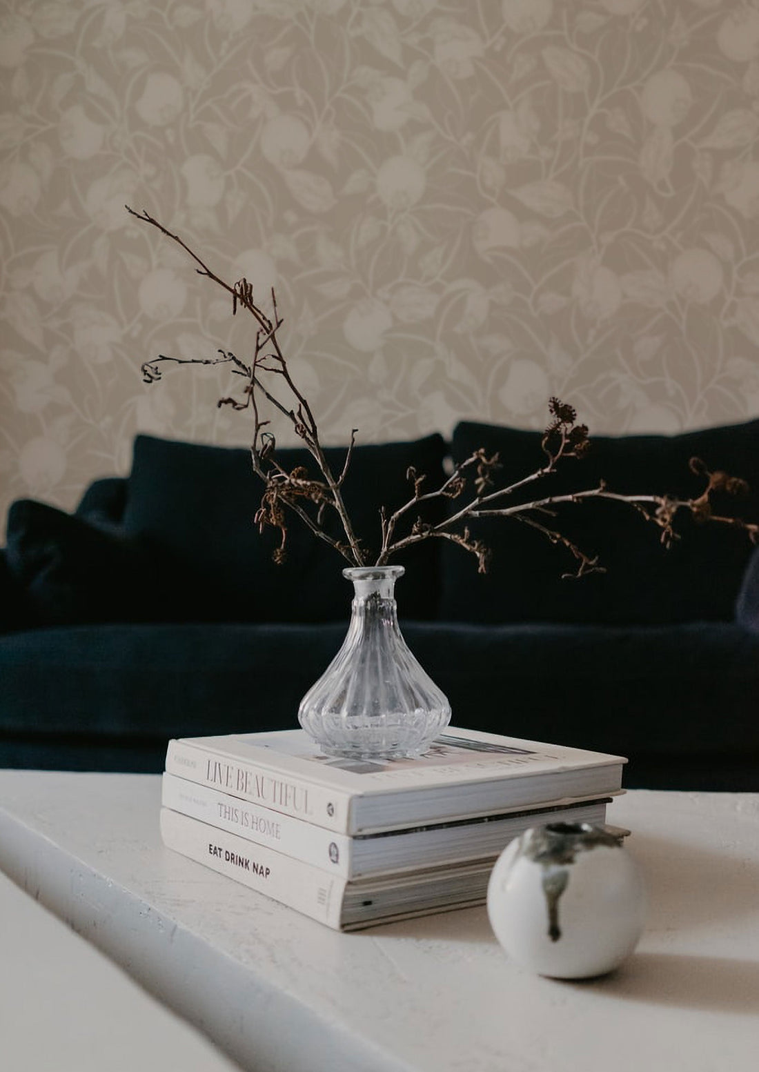 Pomegranate Floral Wallpaper - Stone Beige - Summer Gray