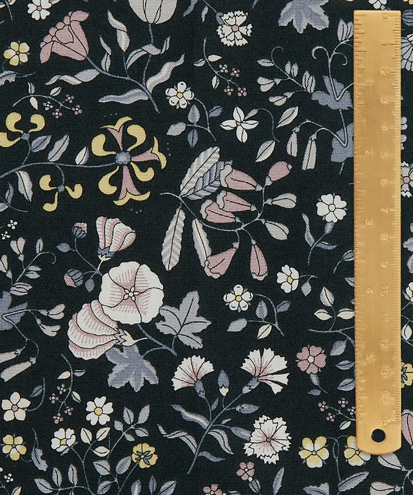 Wildflower Field Lasenby Quilting Cotton Fabric - Black - Liberty